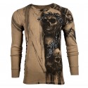 Футболка с длинным рукавом 3XL AFFLICTION Men LONG SLEEVE THERMAL Shirt WALKING DEAD Skull Biker MMA Black